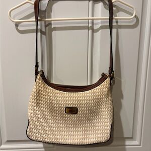 Vintage America Tan and Brown Woven Shoulder Bag